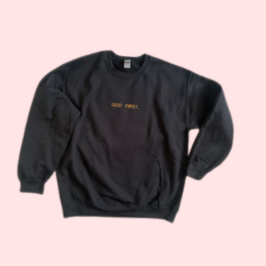 God first Crewneck Sweatshirt Embroidered